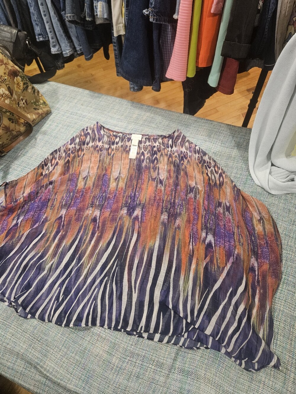 Chico's Purple and Orange Printed Swim Coverup *Please See Wear In Pictures*